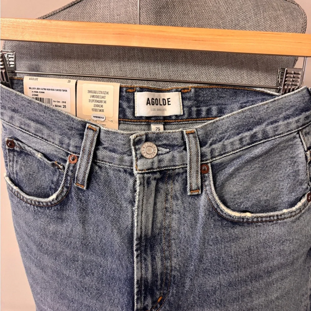 Agolde Ultra High Rise Curved Taper Blue Balloon Jeans 25 - Picture 4 of 6